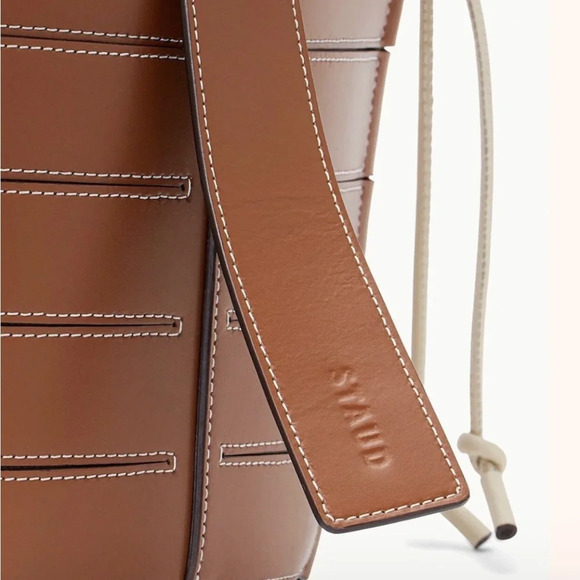 STAUD Diamond Mini Tote Bag Cognac Leather Gorgeous!! - Picture 2 of 6